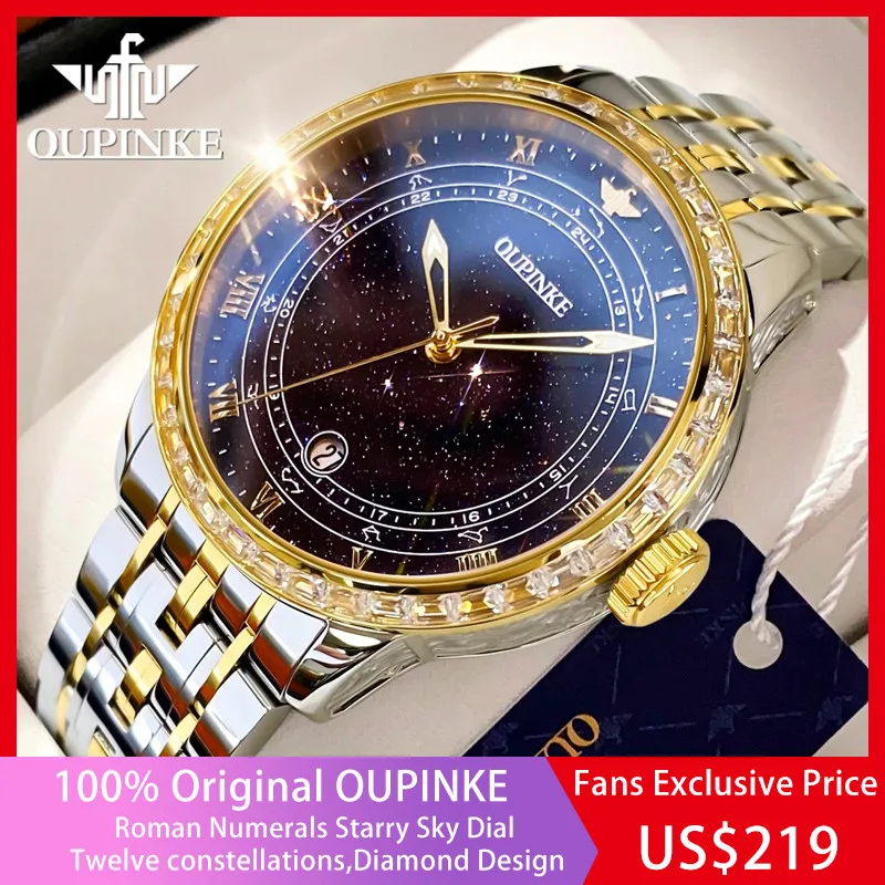 Top Trends: OUPINKE Original Automatic Mechanical Watch For Men Star Diamond Design Luminous Waterproof Mens Wristwatch Luxury Montre Homme Shoppable Styles