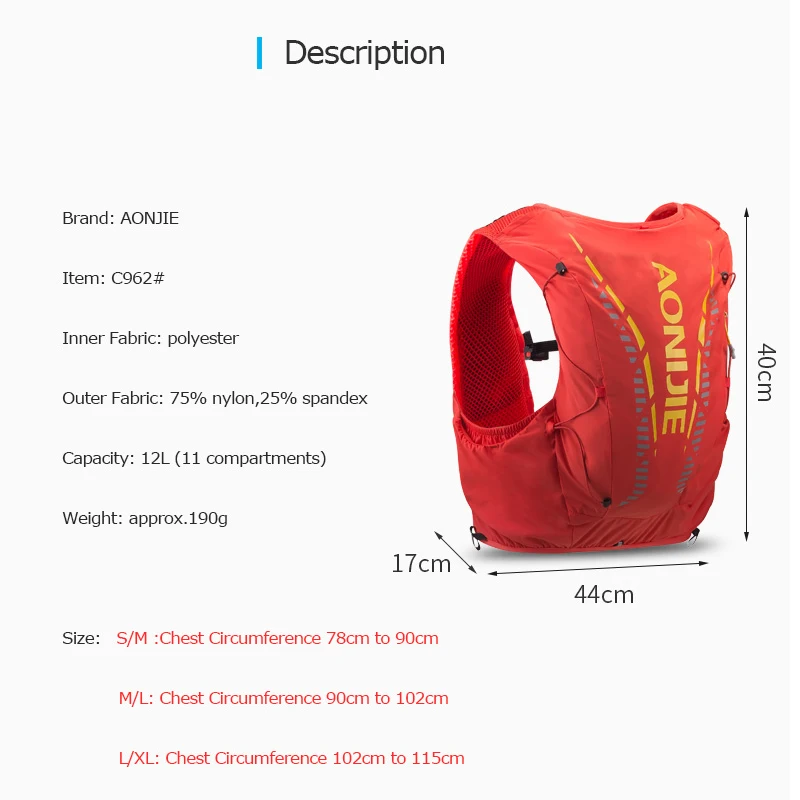 Top Trends: AONIJIE New C962S Update 12L Sports Off Road Backpack Running Hydration Bag Vest Soft For Hiking Trail Cycling Marathon Race 2L Shoppable Styles - Image 3