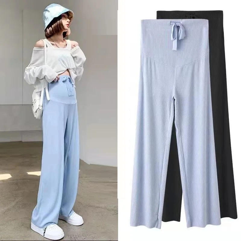 Top Trends: Summer Fashion Adjustable Waist Straight Loose Pregnant Trousers Outdoor Casual Breathable Maternity Pregnancy Women Pants Shoppable Styles