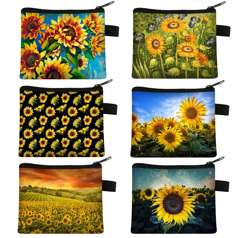 Top Trends: Small Wallet Daisy Pattern Cosmetic Bag Women Waterproof MakeUp Bag Fashion Yellow Sunflowers Toiletry Bag Travel Cosmetic Case Shoppable Styles