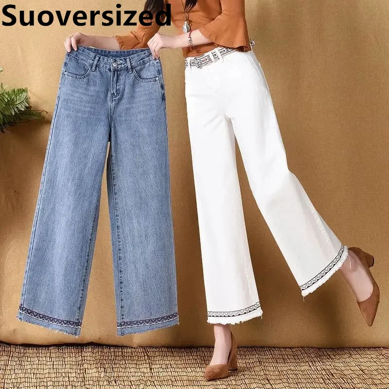 Top Trends: Vintage Ankle-length Wide Leg Jeans Baggy Fashion Straight Trousers Women High Waist Vaqueros Korean Streetwear Denim Pants Shoppable Styles