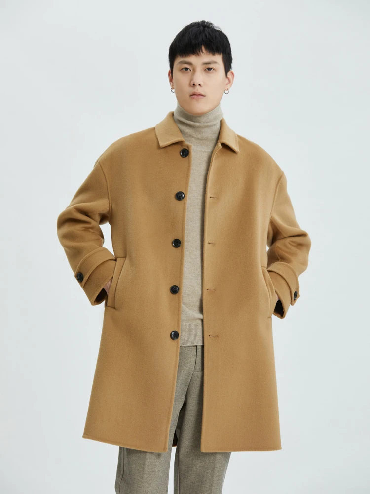 Top Trends: Winter New Men's Long-Cut Coat 100% Pure Wool Polo Collar Buckle Coat Trendy Men's Jacket Top Thick And Comfortable All-Matching Shoppable Styles