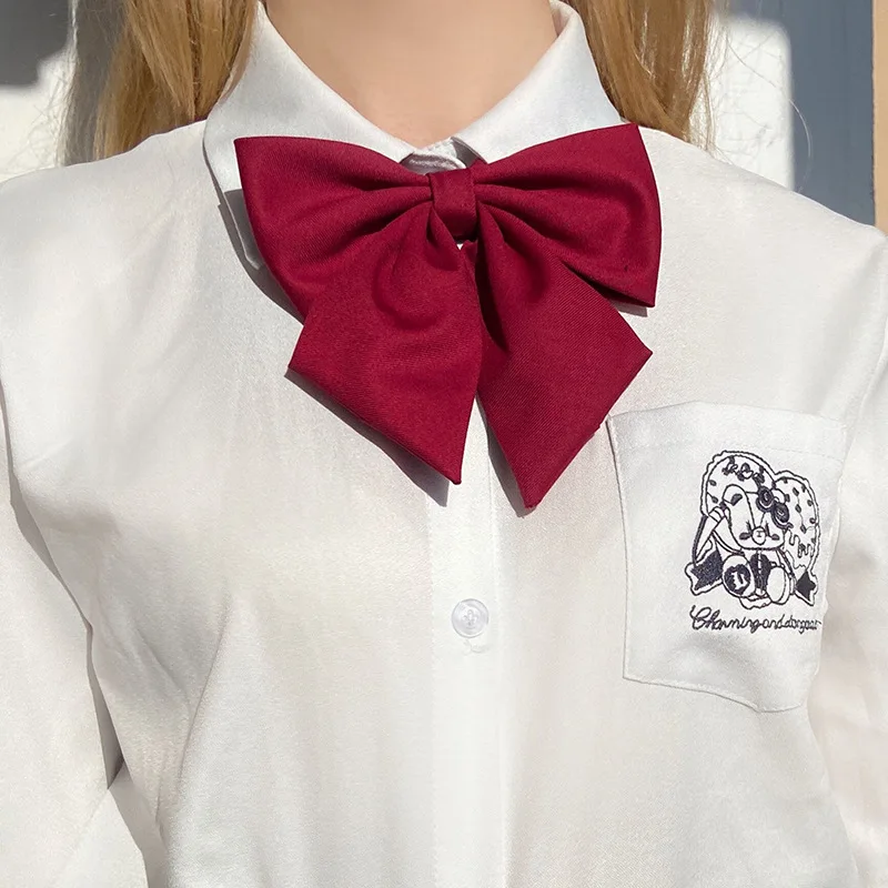 Top Trends: Student White Shirts Collar Bow Tie Solid Fabric School Uniform Bowknot Business Bowties Party Shirt Accessories For Women Girls Shoppable Styles