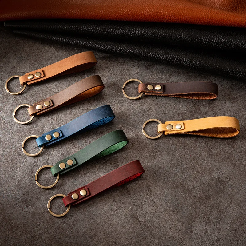 Top Trends: New Classic Vintage Cow Leather Keychain Men Personality Fashion Leather Car Key Ring K5057 Shoppable Styles