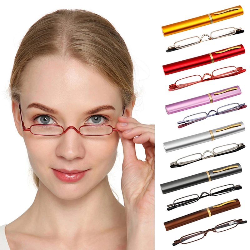 Top Trends: Mini Folding Reading Glasses Pen Clip Case Presbyopic Glasses Golden Magnifier Eyewear Small Reading Glasses Foldable Portable Shoppable Styles - Image 2