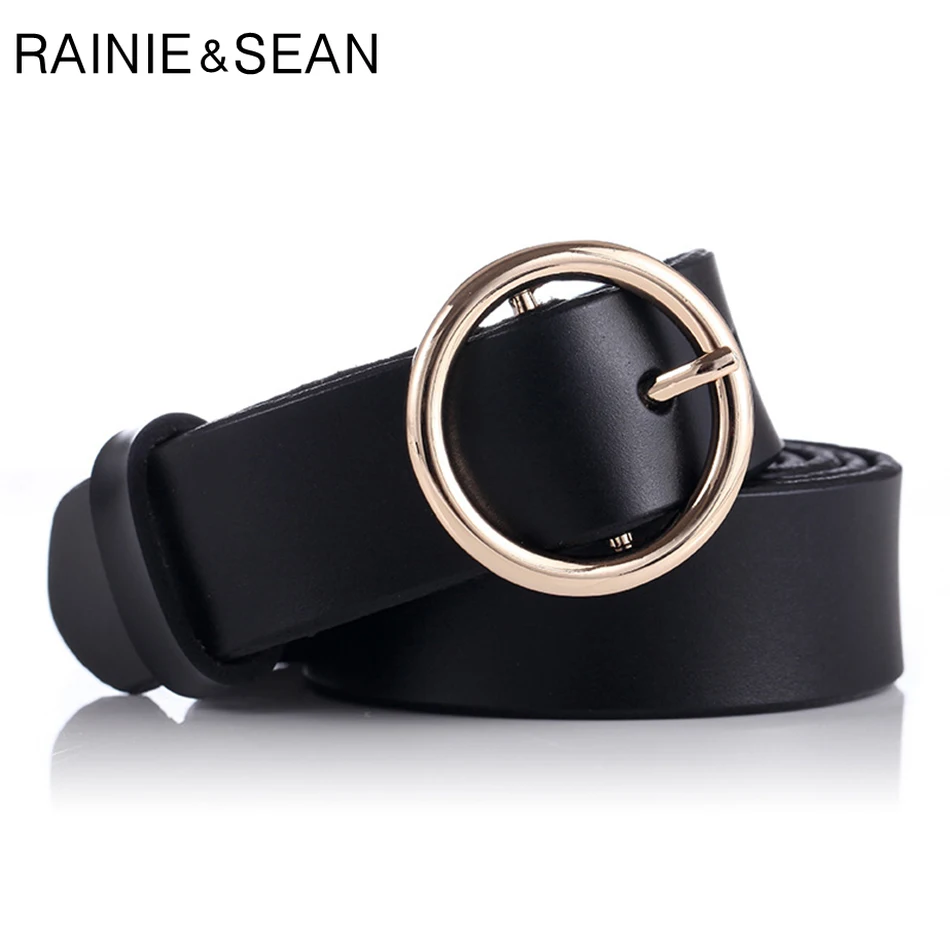 Top Trends: RAINIE SEAN Women Belt Leather Genuine Black Retro Ladies Trouser Belts Pin Buckle Casual High Quality Brand Female Belt Shoppable Styles