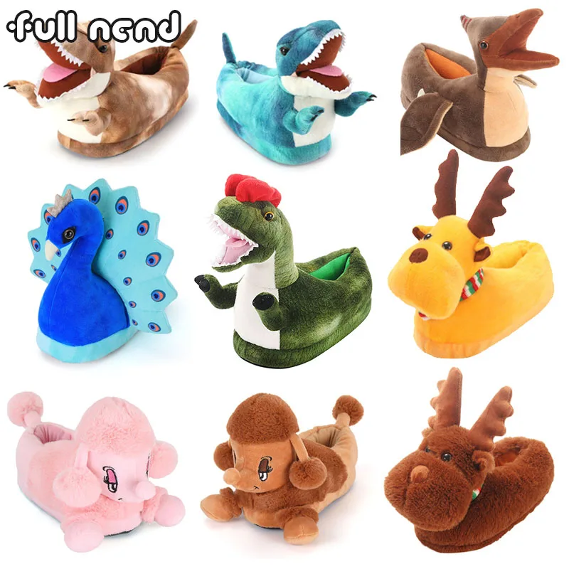 Top Trends: Couple Slippers Bedroom Non-slip House Men Dinosaur Shoes Soft Warm Plush Home Triceratops Christmas Gift Indoor Shoes Winter Shoppable Styles