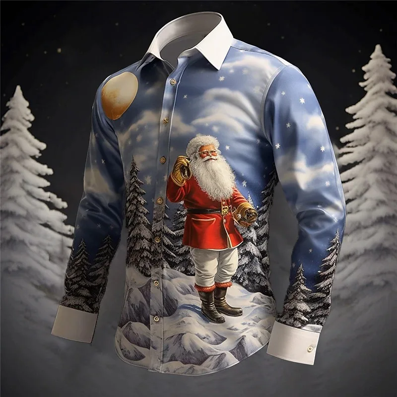 Top Trends: New Santa Claus Christmas Men's Shirt Christmas Long Sleeve Shirt Christmas Gift Party Family Holiday Men's Clothes Fashion Tops Shoppable Styles