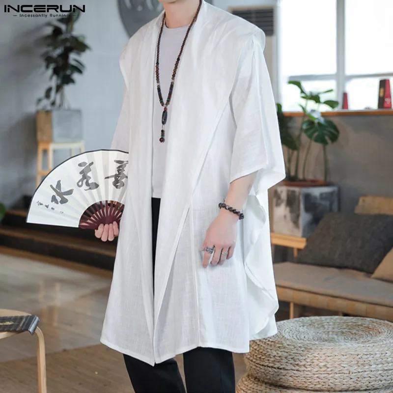 Top Trends: INCERUN Cotton Linen New Men&#039;s Tops 2023 Chinese Style Hooded Hoodie Shirts Casual Loose Solid Long Sleeve Cardigan Blouse S-5XL Shoppable Styles