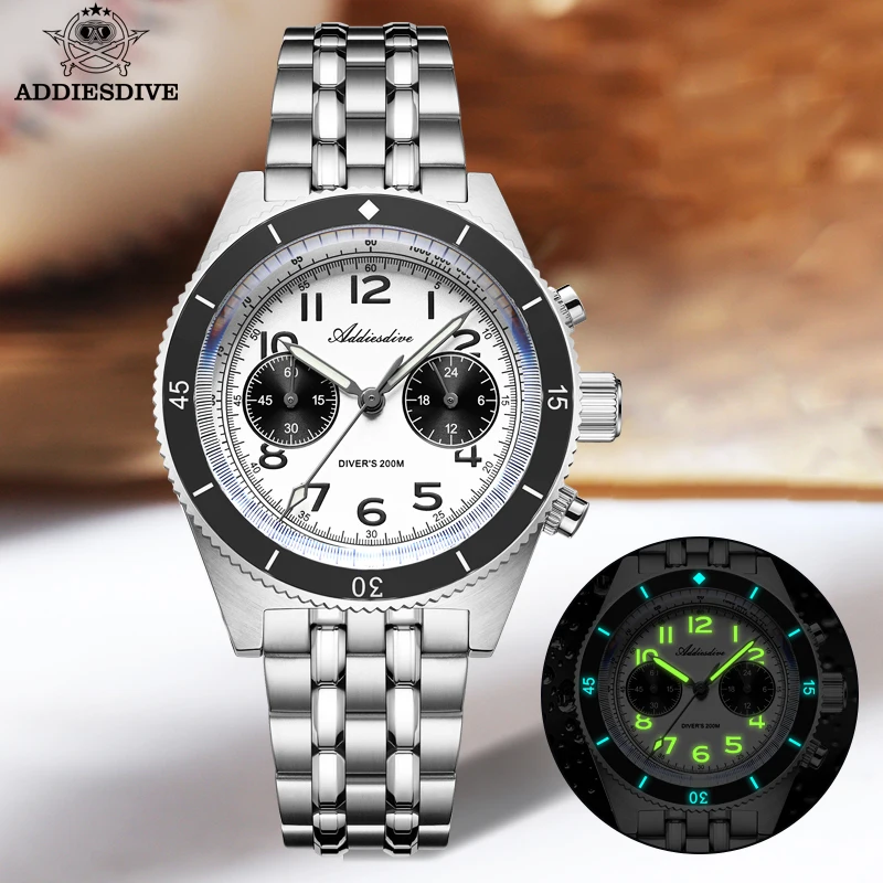 Top Trends: ADDIESDIVE Watch Of Men Chronograph Quartz Wristwatches Sapphire Crystal Stainless Steel Panda Dial Super Luminous Watches 20Bar Shoppable Styles