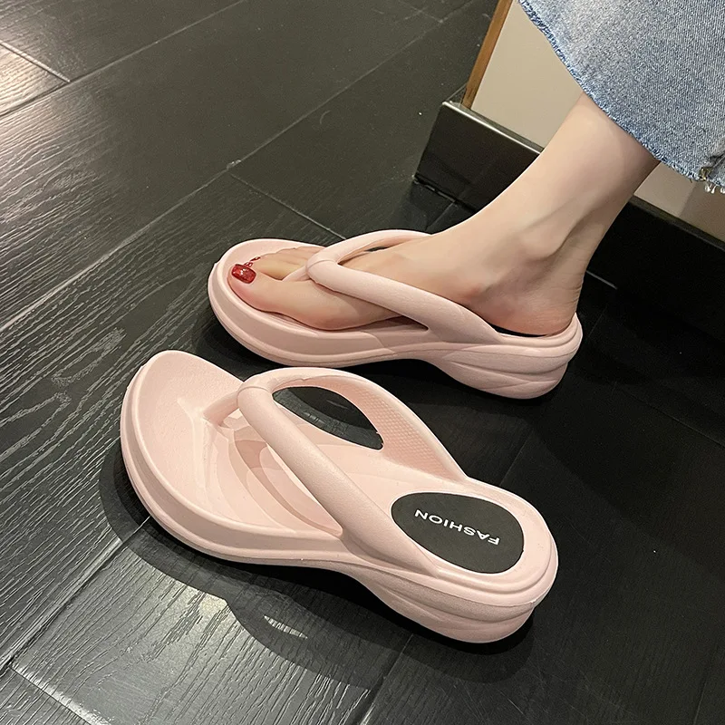 Top Trends: Thick Sole Wedges Flip Flops For Women 2023 Summer Clip Platform Sandals Woman Non-slip Beach Slippers Girls Outdoor Slides Shoppable Styles