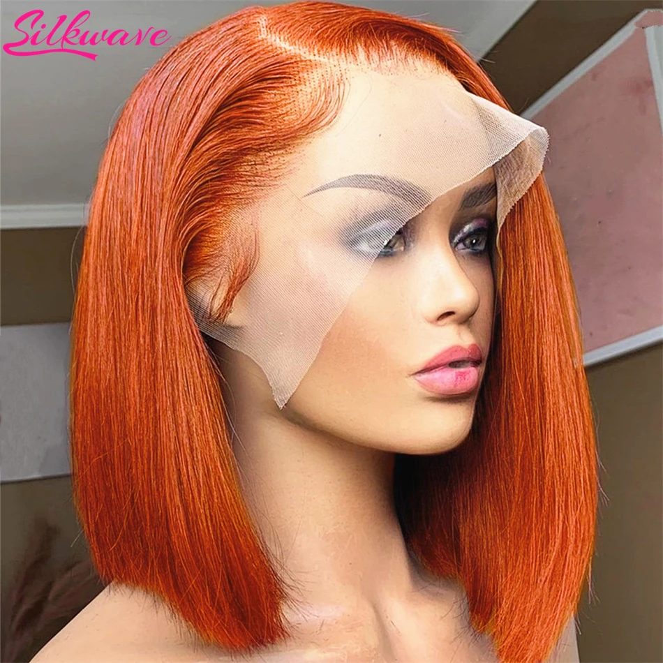 Top Trends: Colored Ginger Orange Short Straight Bob Wigs 13x4 13x6 Hd Lace Frontal Human Hair Wigs Pre-Plucked For Black Women Brazilian Shoppable Styles