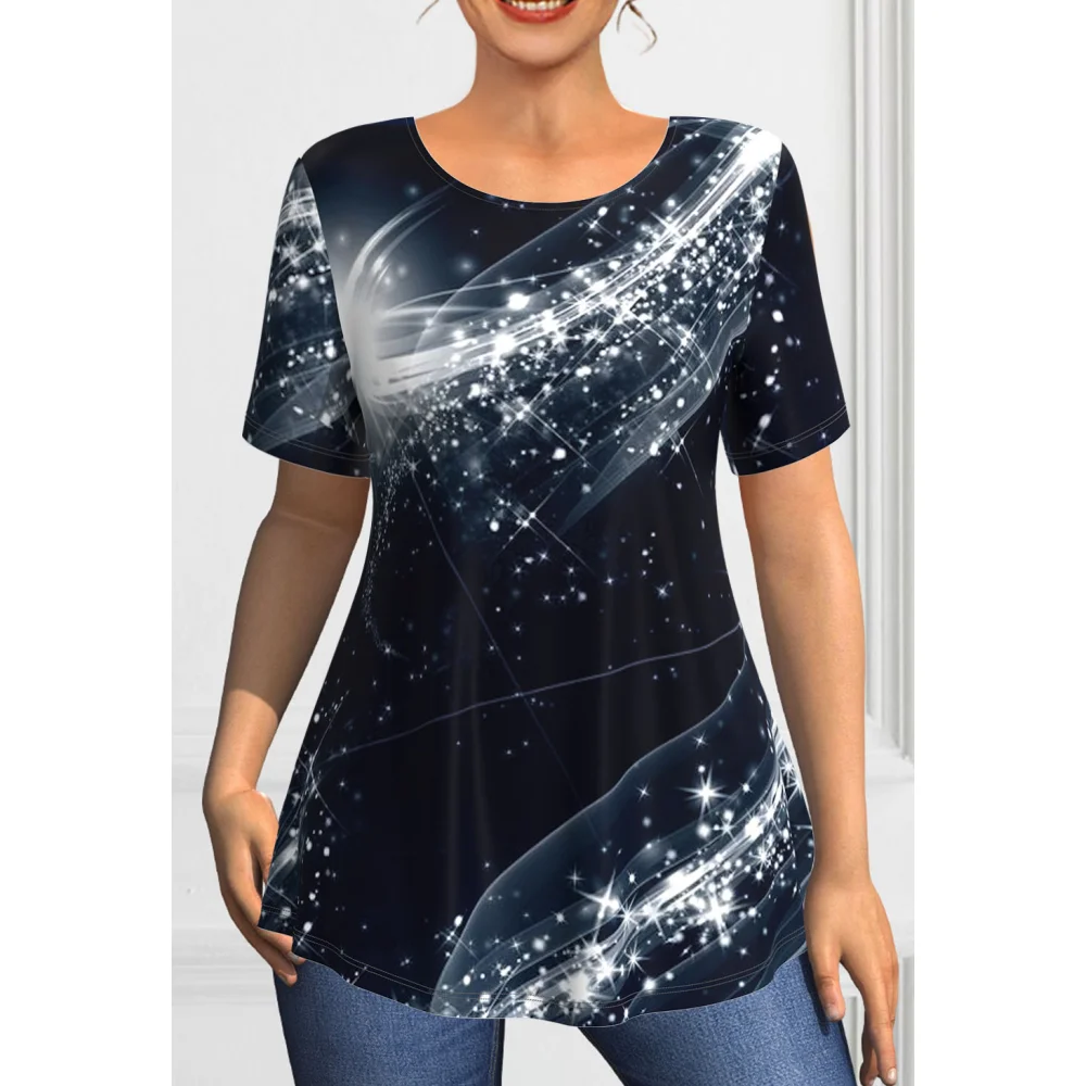 Top Trends: New Fashion Women&#039;s T-shirt Summer Apparel Gradient Printing 3d T Shirt O-neck Pullover Short Sleeve Tops 2023 Ladies Shirt Tees Shoppable Styles