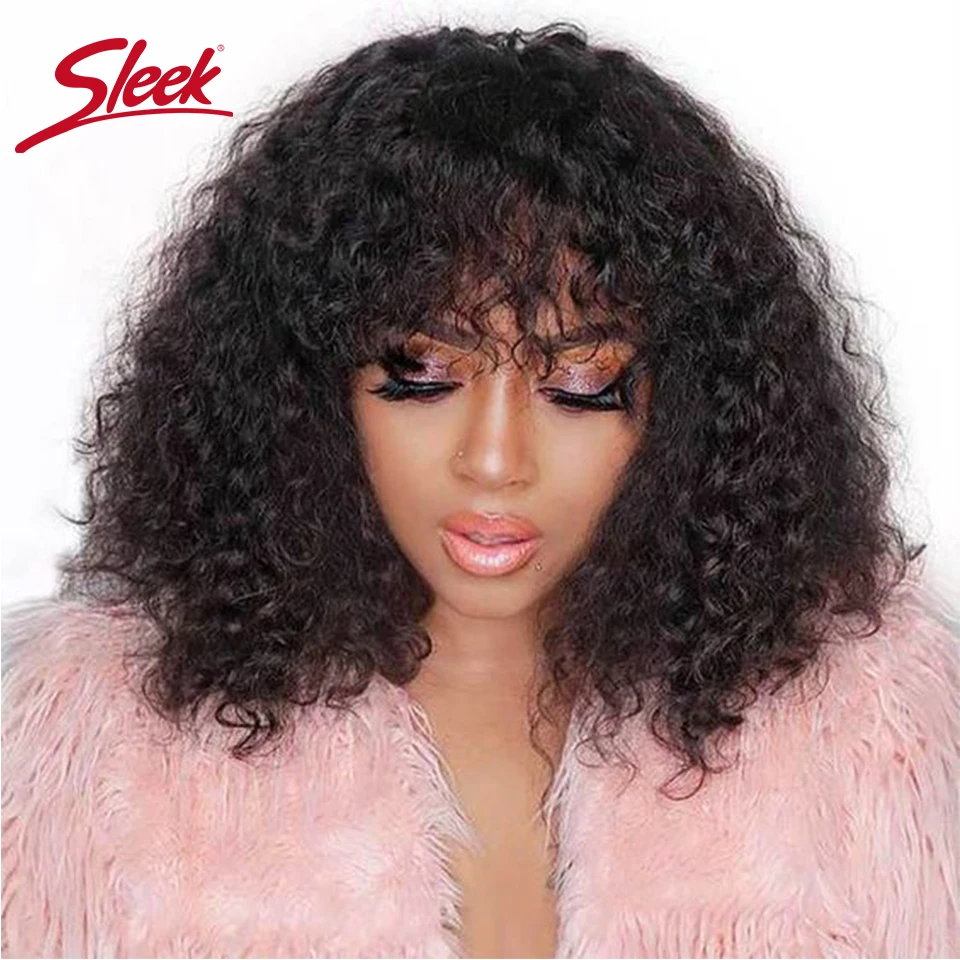 Top Trends: Jerry Curly Short Pixie Cut Bob Brazilian Human Hair Wigs With Bang Natual Black Red99j Ombre T1B / 33 Color Sleek Remy Hair Wig Shoppable Styles