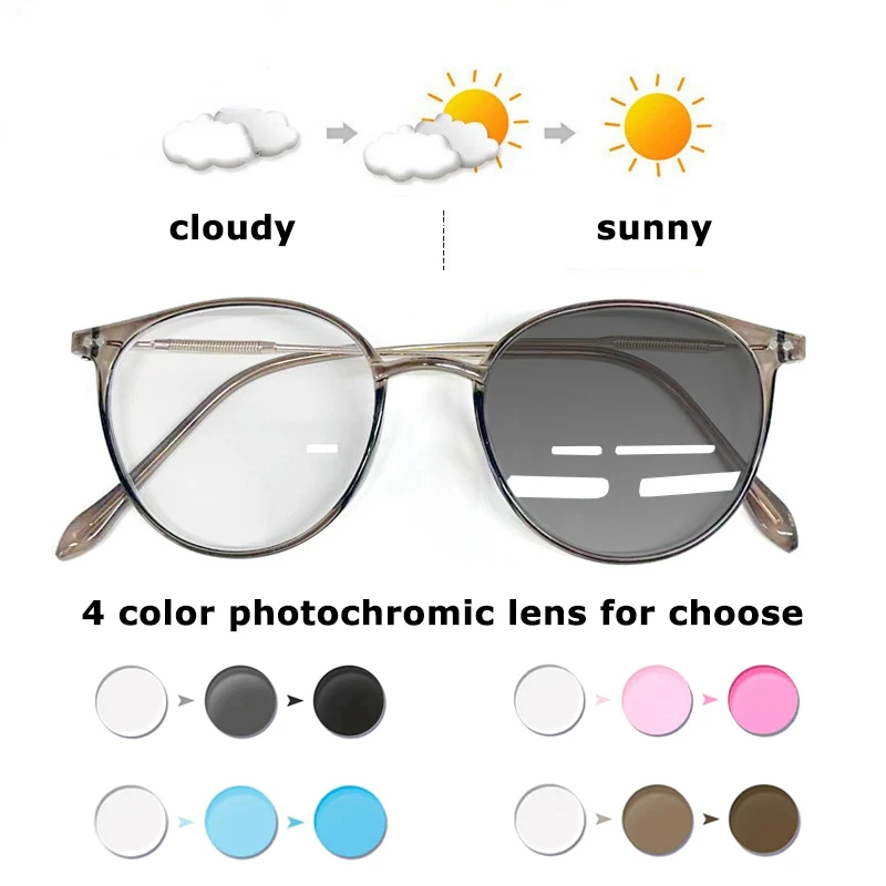 Top Trends: Photochromic Myopia Glasses For Women Retro Round Clear Eyeglasses Men Ultralight Blue Light Blocking Computer Glasses 0 To -600 Shoppable Styles