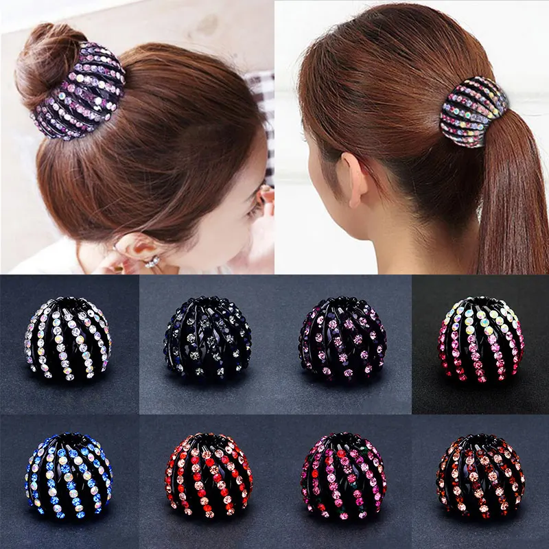 Top Trends: 2022 New Women Bun Crystal Hair Claw Bird Nest Horsetail Buckle POnyil Holdedr Hair Clip DIY Bun Maker Female Hair Accessories Shoppable Styles