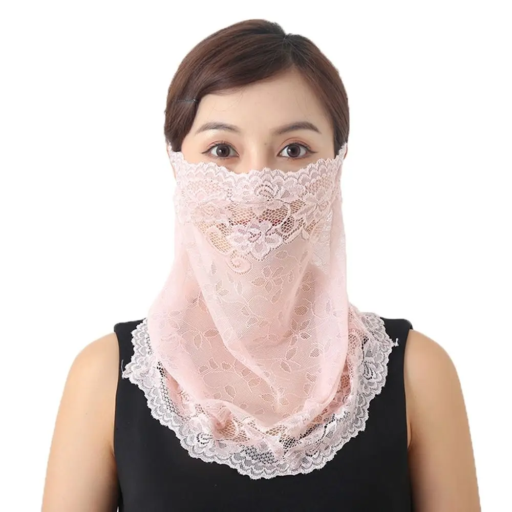 Top Trends: Summer Lace Sunscreen Face Cover Scarf Outdoor Hiking Cycling Face Shield Bib Thin Breathable Neck Protection Hanging Ear Mask Shoppable Styles