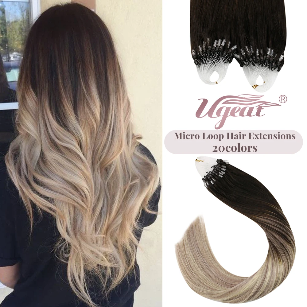 Top Trends: Ugeat Micro Loop Human Hair Extensions Real Human Hair Micro Link Hair Extensions Brazilian Natural High Quality 50g Per Pack Shoppable Styles