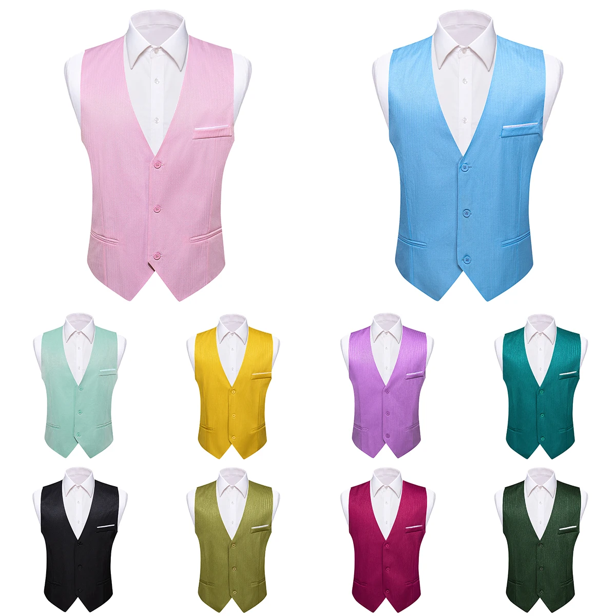 Top Trends: Luxury Vest For Men Silk Black Blue Red Green Pink Gold Yellow Purple Solid Slim Fit Waistcoat Sleeveless Jacket Barry Wang Shoppable Styles