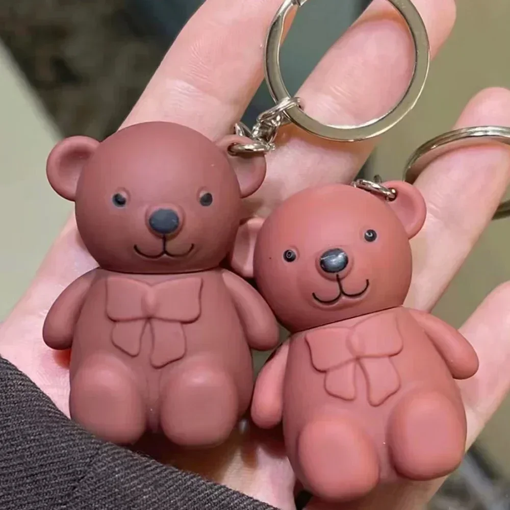 Top Trends: Cute Bear Keychain Lip Mud Matte Velvet Mousse Grey Pink Lipstick Waterproof Long Lasting Non-Stick Cup LipGloss Korean Cosmetic Shoppable Styles - Image 5