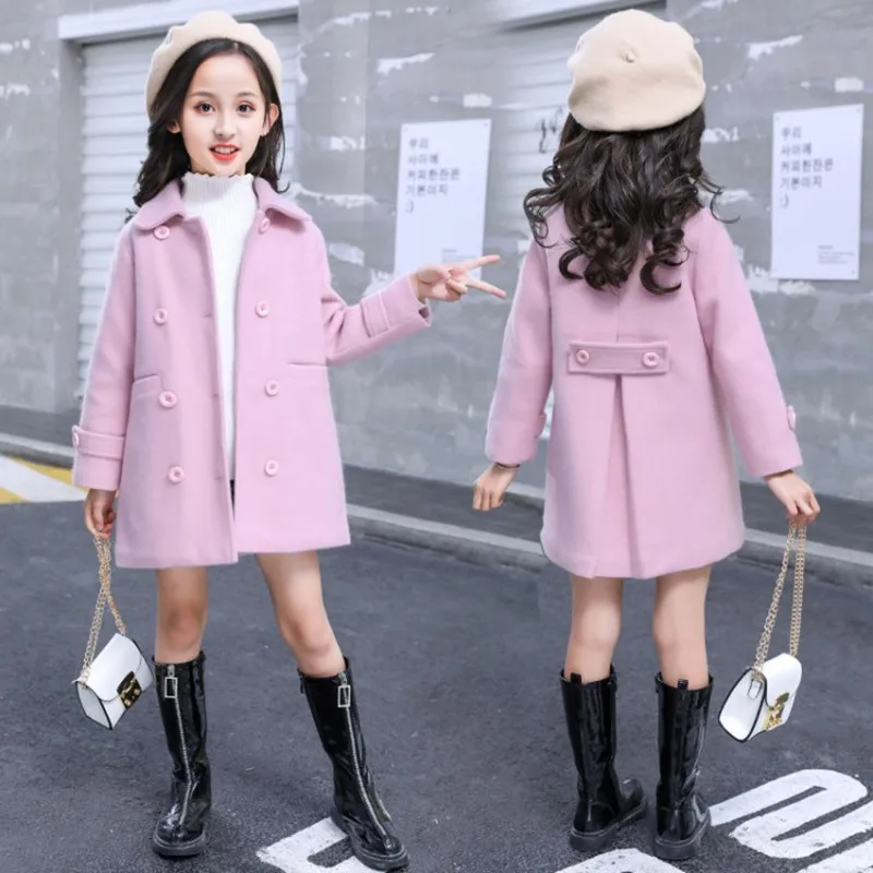 Top Trends: Girls Wool Coat Jacket Outerwear 2023 Beautiful Warm Thicken Plus Velvet Winter Autumn Cotton School Teenagers Children's Clothi Shoppable Styles