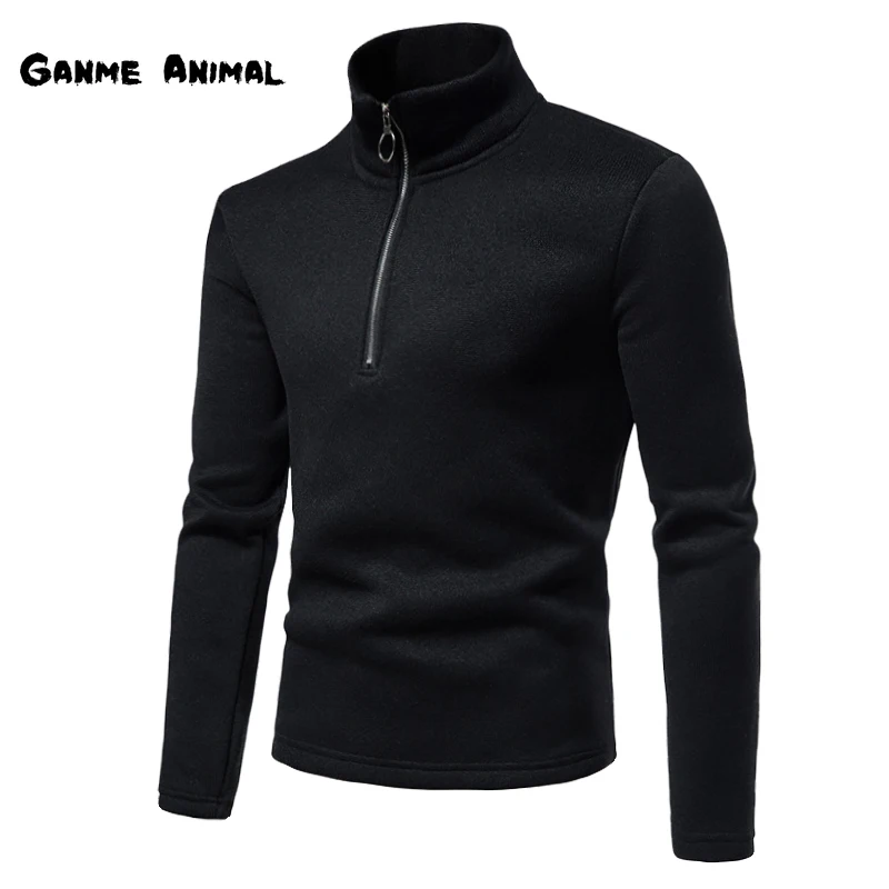 Top Trends: Autumn Mens Zipper Sweater Solid Color High Collar Sweatshirts Pullover Men&#039;s Jumpers Oversize Turtleneck Top S-3XL Shoppable Styles