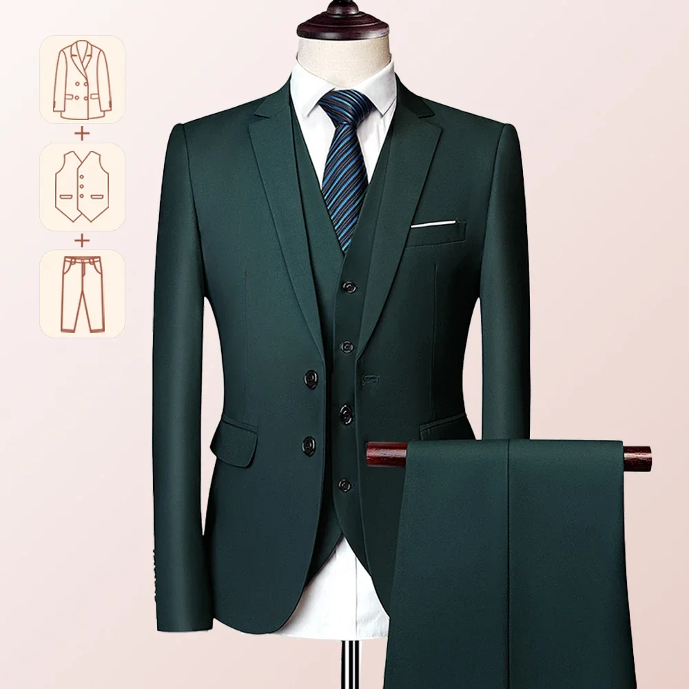 Top Trends: Men's Business Casual Suit For Weddings, Genuine Blazer, Vest And Pants, Big & Tall, Slim Fit Waistcoat, Dress Trousers, US Size Shoppable Styles