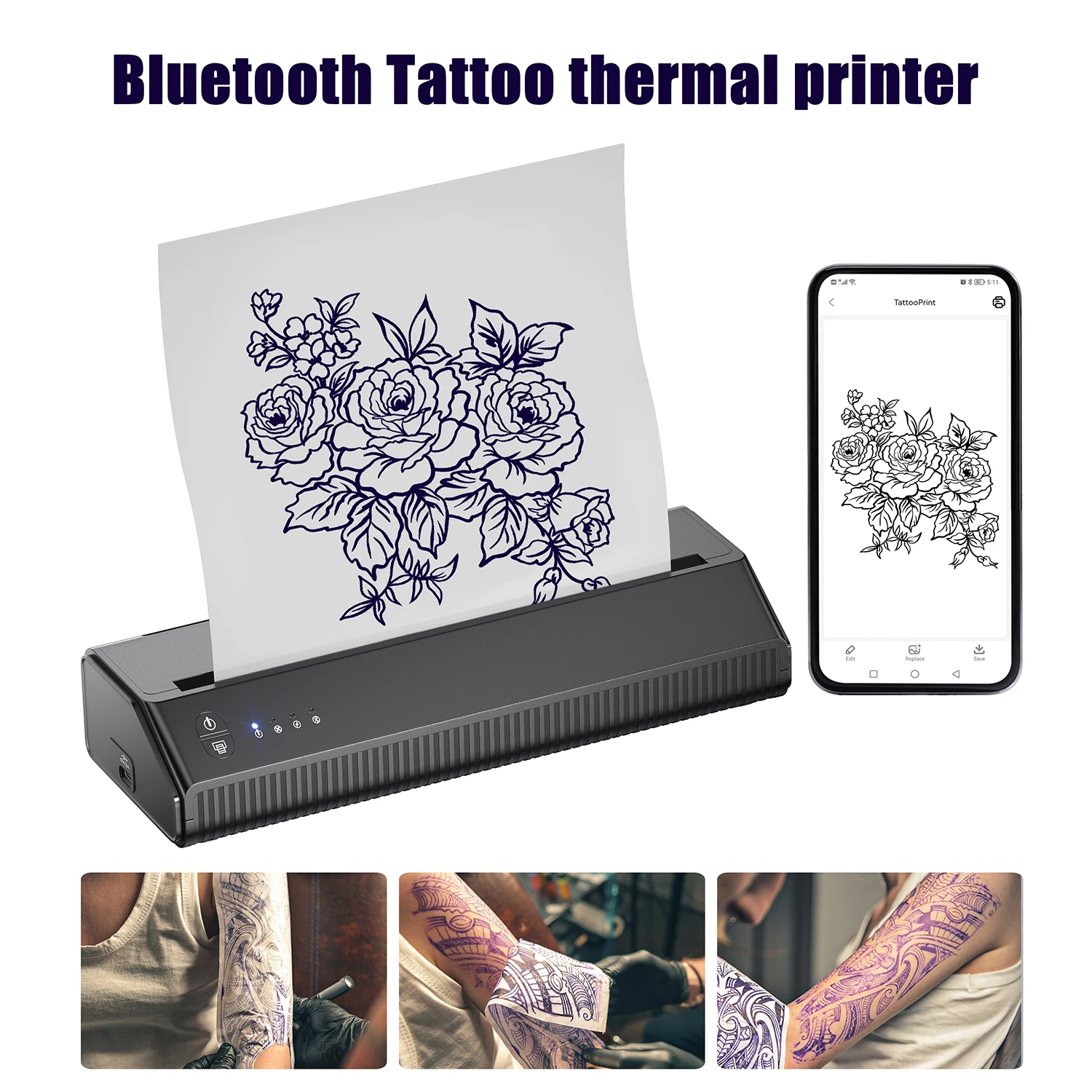 Top Trends: Bluetooth Tattoo Transfer Machine WIFI Portable Tattoo Template Machine Thermal Tattoo Printer Bluetooth Tattoo Stencil Transfer Shoppable Styles