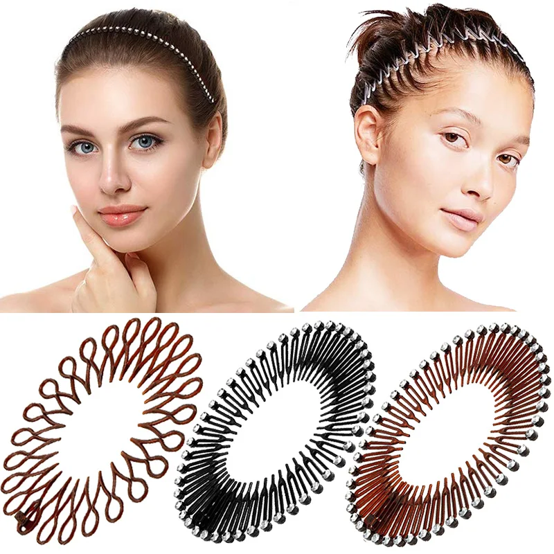 Top Trends: Fashion Women Plastic Full Circle Stretch Diamond Flexible Comb Teeth Headband Hair Band Clip Face Wash Fixed Hair Accessories Shoppable Styles