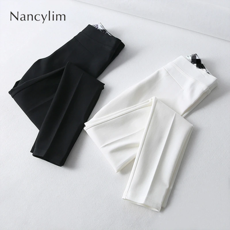 Top Trends: Stretch Pants For Woman 2023 New Slim Temperament Casual Legins Office Lady All-match Basic Trousers White Black Shoppable Styles