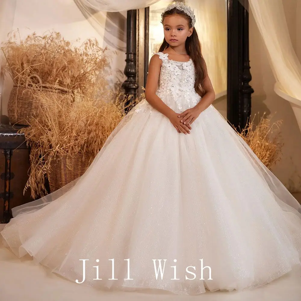 Top Trends: Jill Wish Elegant White Flower Girl Dress Appliques Lace Princess Kids Wedding Birthday First Communion Party Gown 2024 J272 Shoppable Styles