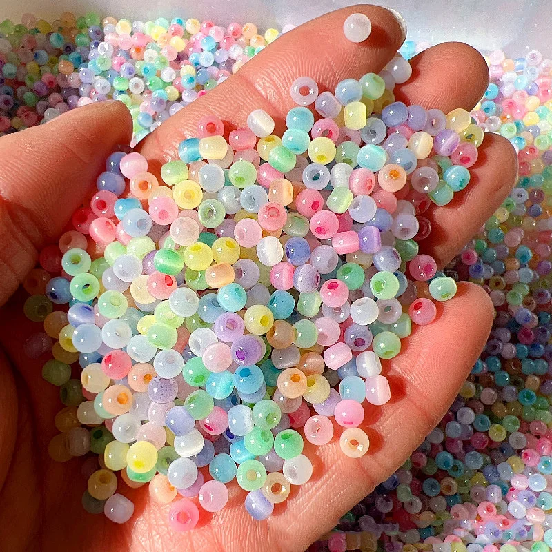 Top Trends: 150pcs 4mm Round Cat Eye Crystal Glass Loose Spacer Beads Wholesale Bulk Lot For Jewelry Making Findings DIY Findings Shoppable Styles