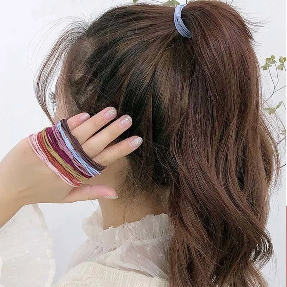 Top Trends: 10Pcs / Set Women's Solid Color Elastic Hair Rope Rubber Band Headband Ponytail Fixer Hair Girl Hair Accessories Tools Wholesale Shoppable Styles - Image 5