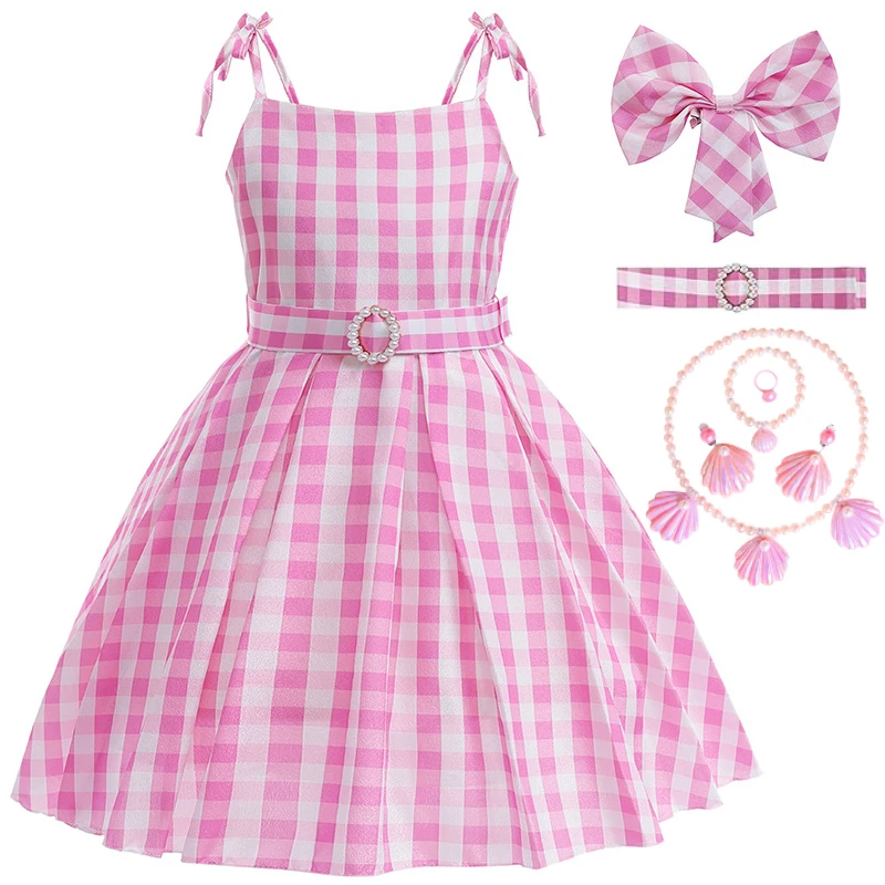 Top Trends: Children Girl Dress Barbie Cosplay Costume Sleeveless Kids Girl Princess Party Dresses Toddler Sweet Plaid Outfit For 3-12 Years Shoppable Styles