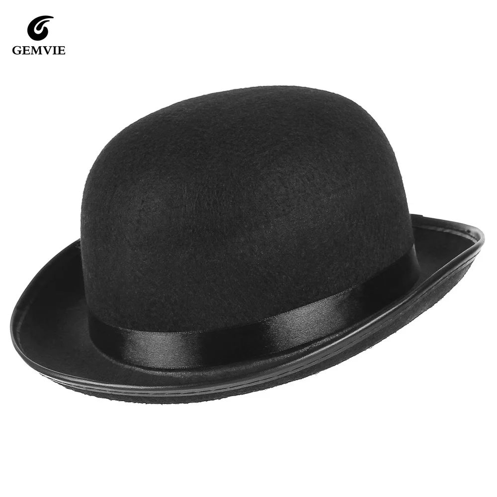 Top Trends: GEMVIE Classic Black Felt Derby Hat Lightweight Bowler Hat Novelty Costume Hat For Party Dress Ups Shoppable Styles