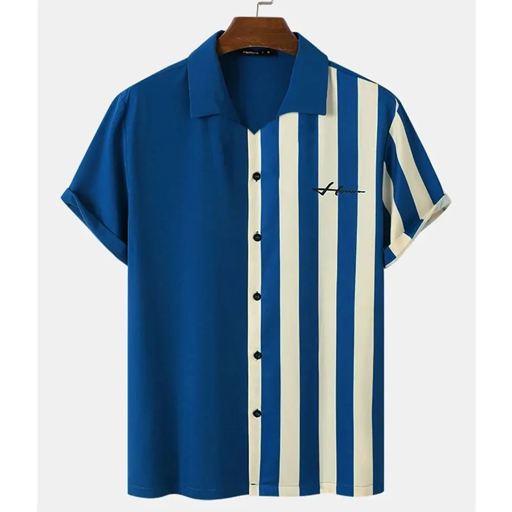 Top Trends: Summer Men&#039;s Shirts Striped Short Sleeve Tops Color Matching 3D Blouse Oversized Clothing Branded For Male Hawaiian Shirts 2023 Shoppable Styles