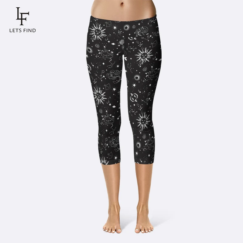 Top Trends: LETSFIND 2020 Summer New Arrival 3D Beautiful Galaxy Print High Waist Mid-Calf Leggings Fashion Women Fitness Legging Shoppable Styles