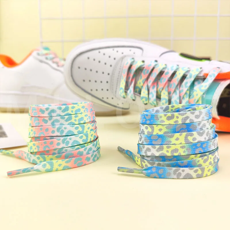 Top Trends: Fashion Flat Shoelaces For Sneakers Color Leopard Print Tie-dye Gradient Shoelace Rope Men Women For AF1 AJ1 Canvas Shoe Laces Shoppable Styles - Image 3