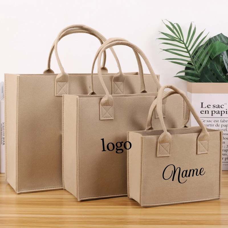 Top Trends: Custom Tote Handbag With Name Felt Totter Personalized Felt Bags Business Logo Gift Bridesmaid Bachelorette 25x25cm Party Gift Shoppable Styles