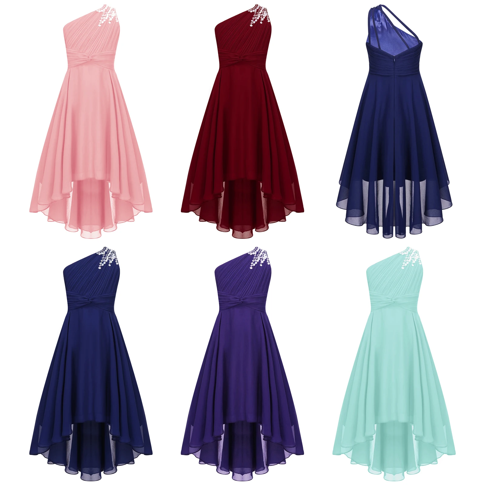 Top Trends: Little Bridesmaid Dresses Kids Girls One Shoulder Birthday Party Dress For Evening Wedding Proms Gown Teens Formal Clothes Shoppable Styles - Image 3