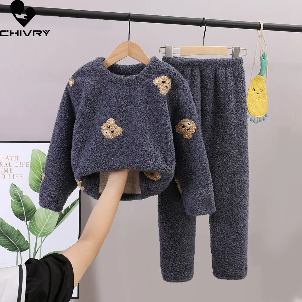 Top Trends: New Kids Autumn Winter Thicken Warm Flannel Pajamas Strawberry O-neck Tops With Pants Baby Boys Girls Sleepwear Pyjamas Sets Shoppable Styles