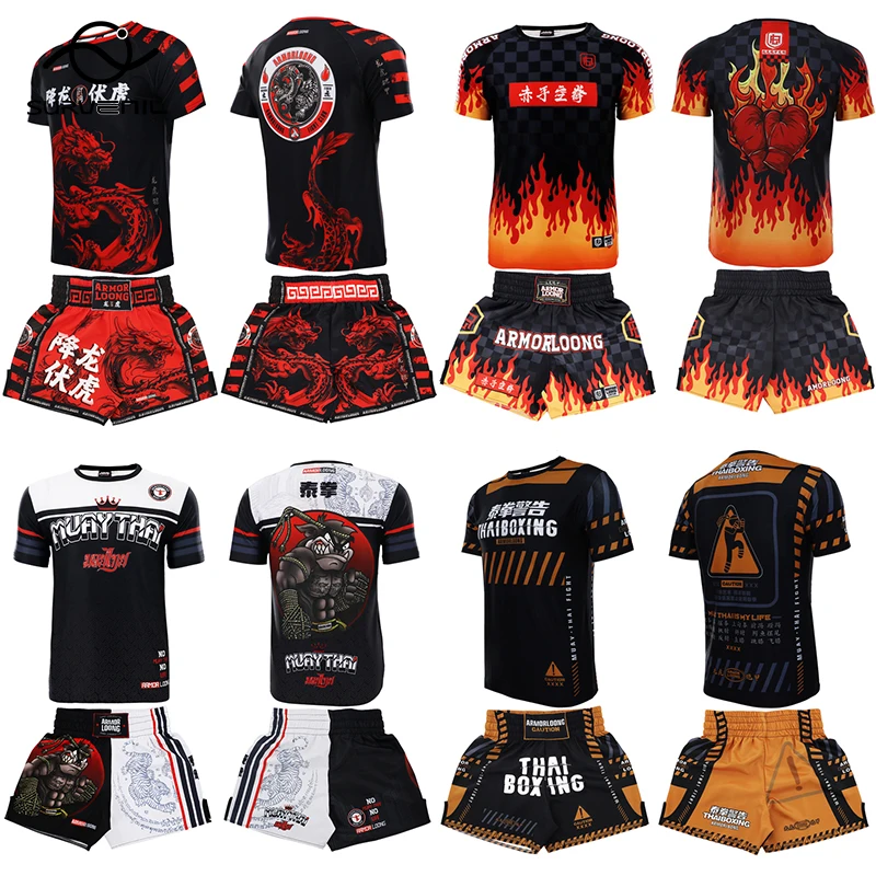 Top Trends: MMA T Shirt Muay Thai Shorts Boxing Training Suit Mens Womens Fitness Gym Fight Kickboxing Pants Bjj Rashguard Martial Arts Gear Shoppable Styles