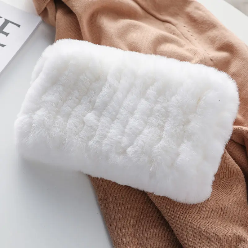 Top Trends: Hot Sale Brand Women Real Rex Rabbit Fur Scarf Girls Warm Soft Knitted Good Elastic Rabbit Fur Headband Natural Fur Ring Scarves Shoppable Styles - Image 3