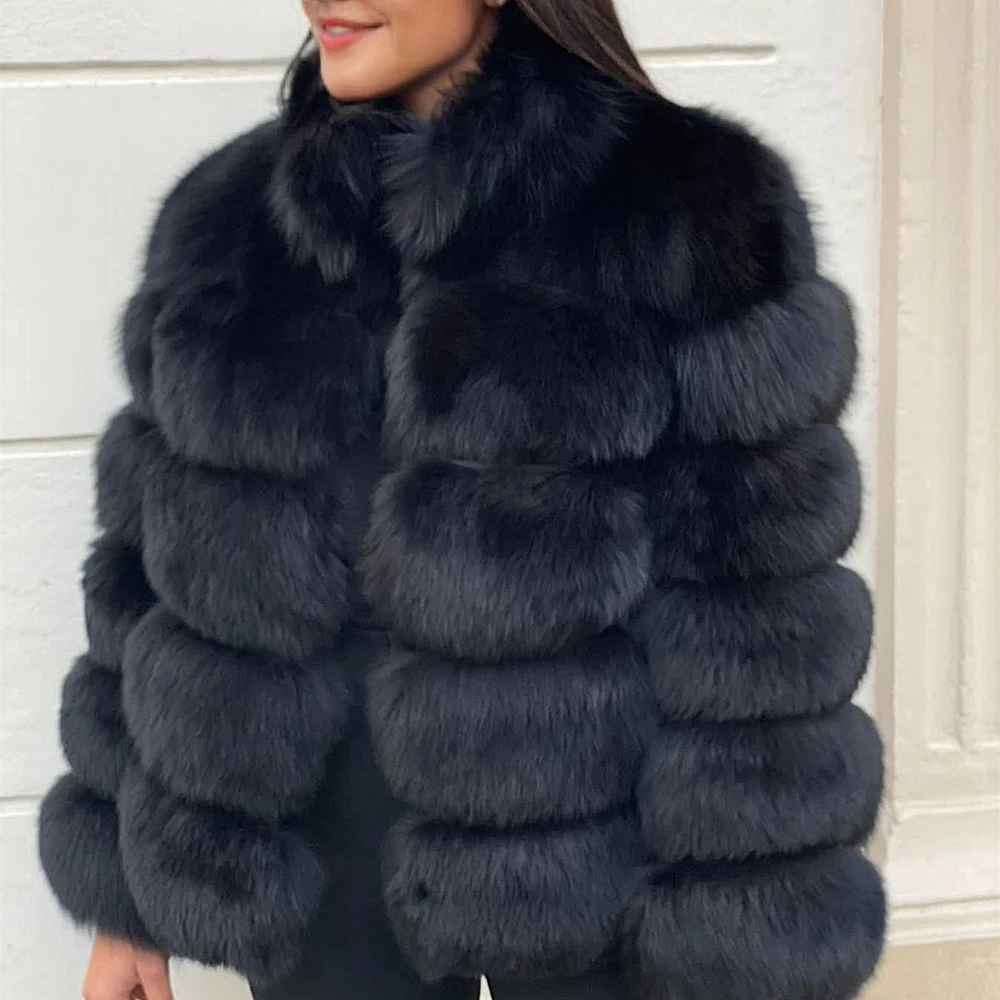 Top Trends: QUEENTINA Natural Real Fox Fur Coat Fashion Winter Jacket Women Warm Genuine New Luxury Designer Clothes With Layers Black Sets Shoppable Styles