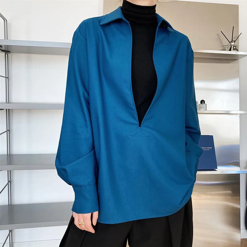 Top Trends: Fashion Lapel Solid Color Korean Blouse Women&#039;s Clothing 2023 Spring New Loose Casual Pullovers All-match Office Lady Shirt Shoppable Styles