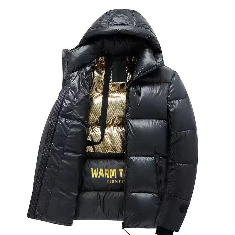 Top Trends: Fashion 2023 Winter Men's Black Gold Warm Hooded Cotton-Padded Jackets Outwear Solid Color Down Coats Man Loose Thick Top Parkas Shoppable Styles