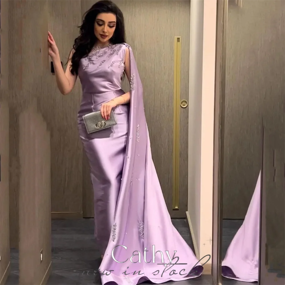 Top Trends: Cathy Sexy One Cape Sleeve Mermaid Prom Dress 2023 Elegant Sequins Fishtail فساتين السهرة Purple Trumpet Silk Vestidos De Noche Shoppable Styles