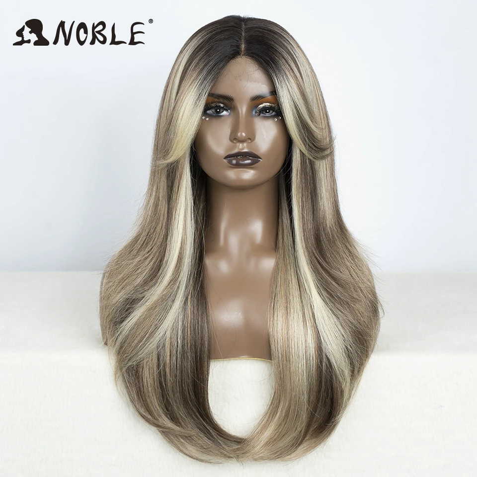 Top Trends: Noble Synthetic Lace Front Wig 26" Straight Ombre Lace Wig Cosplay Part Wig Blonde Wigs For Women Lace Wig Synthetic Lace Wig Shoppable Styles