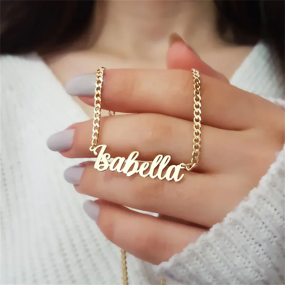 Top Trends: Personalized Name Necklace Custom Pendant Stainless Stee Gold 5mm Cuban Chain Necklaces For Women Men Customized Letter Jewelry Shoppable Styles