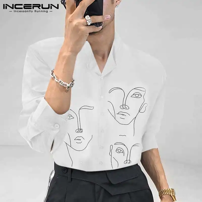 Top Trends: Stylish Simple Style New Men Blouse Casual Party Shows Male Loose Fashionable Face Printing Streetwear Shirts INCERUN Tops 2023 Shoppable Styles - Image 2